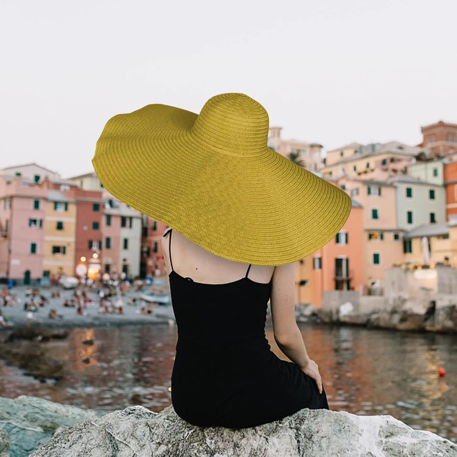 Oversized Sun Straw Hat for Women, UPF 50  Floppy Wide Brim Summer Hat, Foldable Packable Roll up Beach Cap