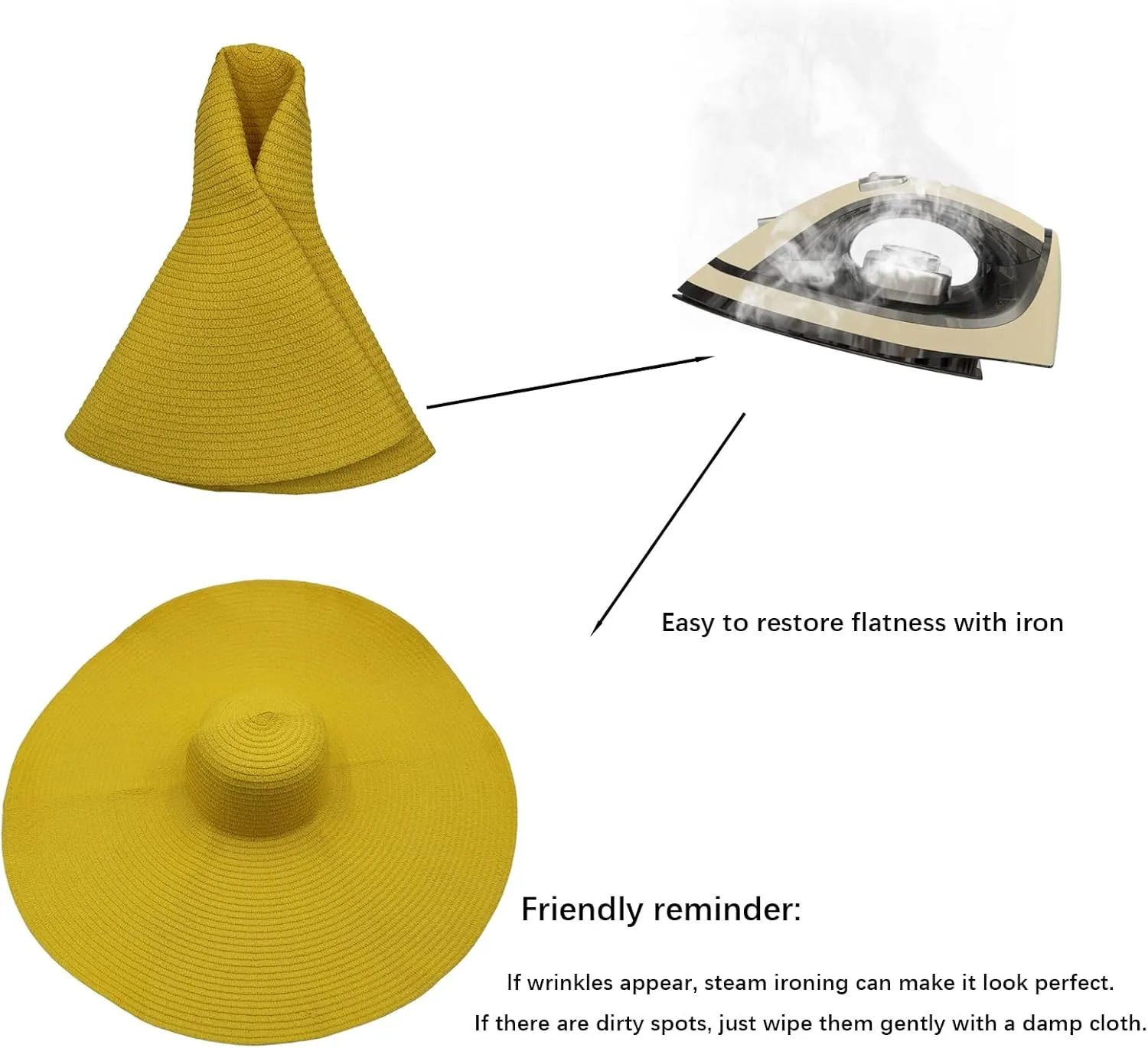 Oversized Sun Straw Hat for Women, UPF 50  Floppy Wide Brim Summer Hat, Foldable Packable Roll up Beach Cap