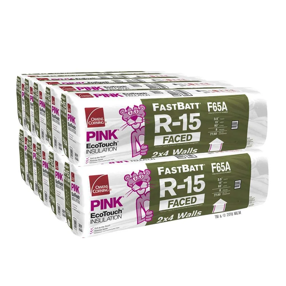Owens Corning 678 SQFT 10 Bags of R 15 Kraft Faced 15 by 93 Fiberglass Fits 2X4 Exterior Walls