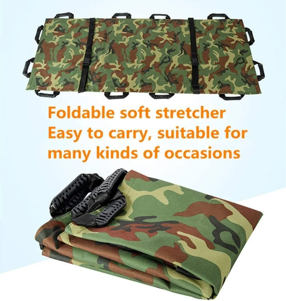 Oxford Folding Stretcher with 12 Handles Waterproof Foldable Emergency Rescue Back Stretcher with Storage Bags for Hospital Clinic Home Sports venues Ambulance Blue (Orange)