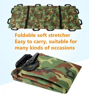 Oxford Folding Stretcher with 12 Handles Waterproof Foldable Emergency Rescue Back Stretcher with Storage Bags for Hospital Clinic Home Sports venues Ambulance Blue (Orange)