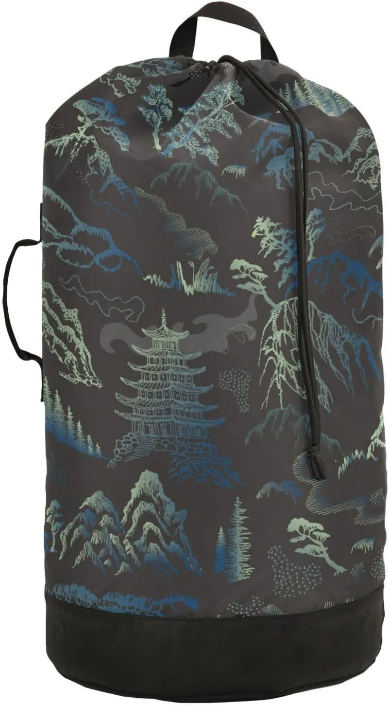 Pagoda Temple Mountain Tree Laundry Bag with Shoulder Straps Large Capacity Dirty Clothes Bag for College Dorm Apartment