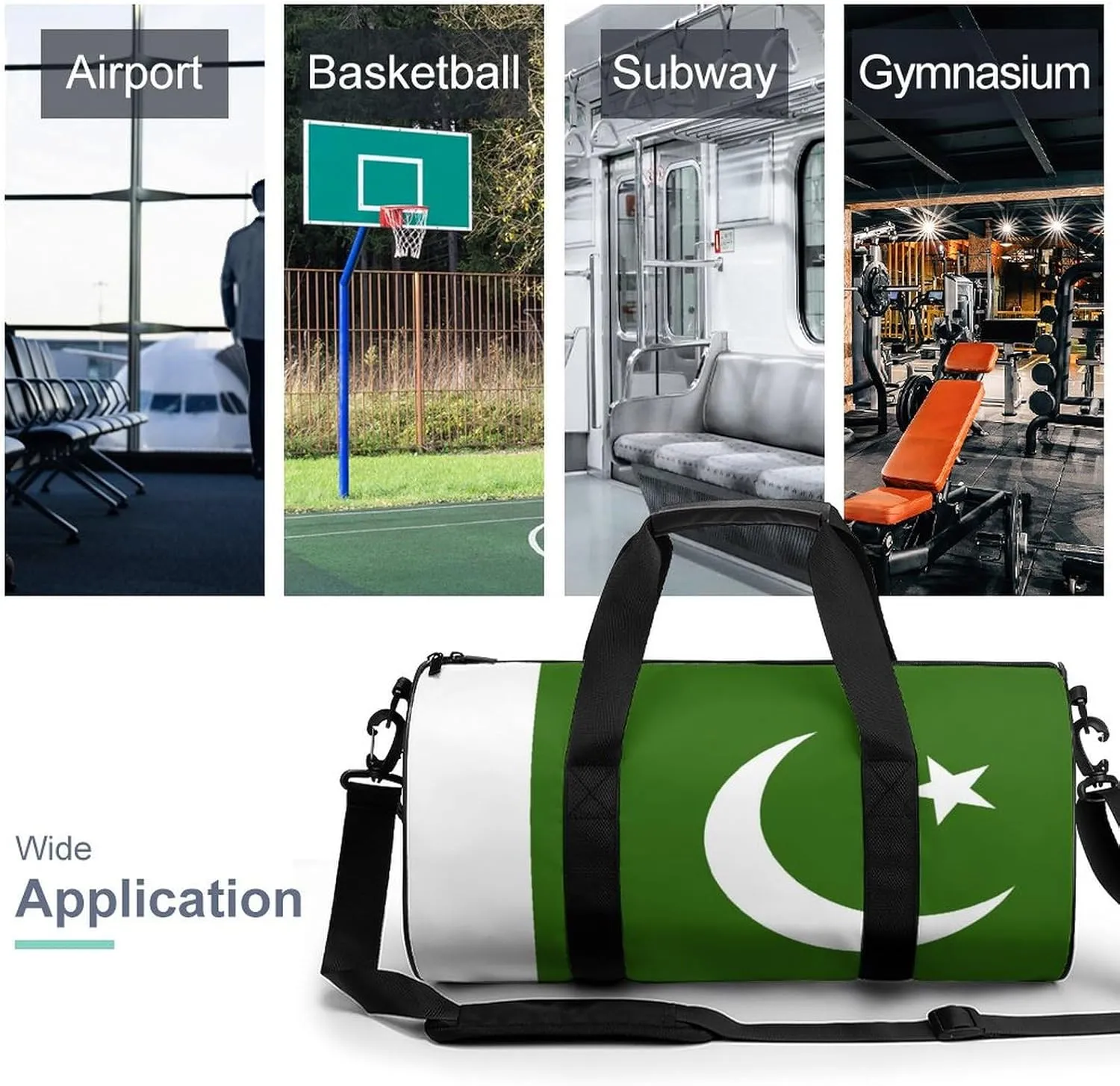 Pakistan Flag Travel Gym Duffel Bag for Women Men Dry Wet Separation Carry On Weekender
