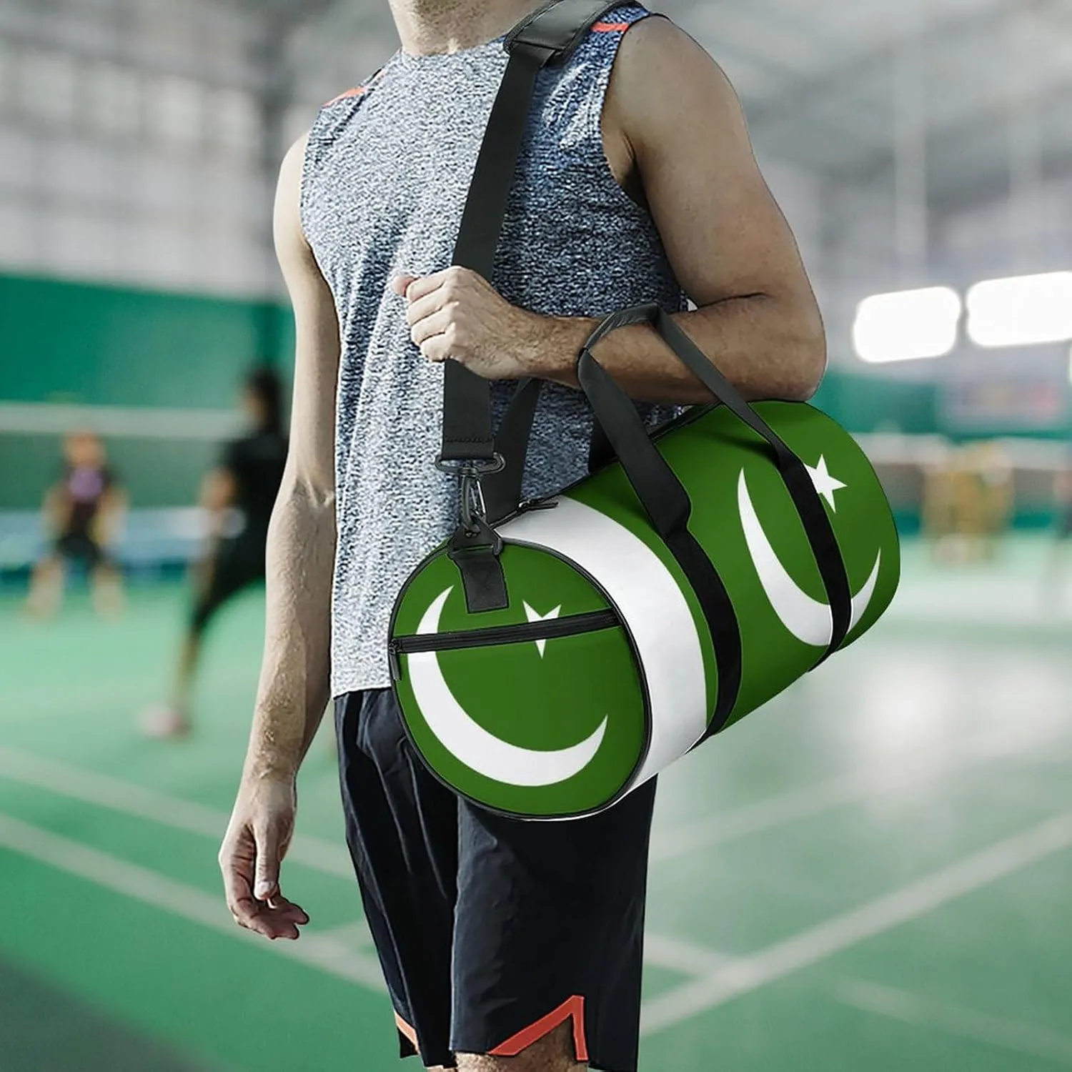 Pakistan Flag Travel Gym Duffel Bag for Women Men Dry Wet Separation Carry On Weekender