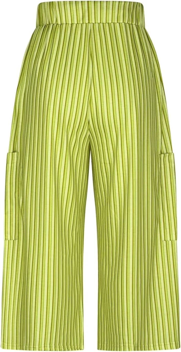 Palazzo Pants for Women Drawstring Stripe Wide Leg Trousers Casual Low Rise Loose Lounge Pants with Pockets