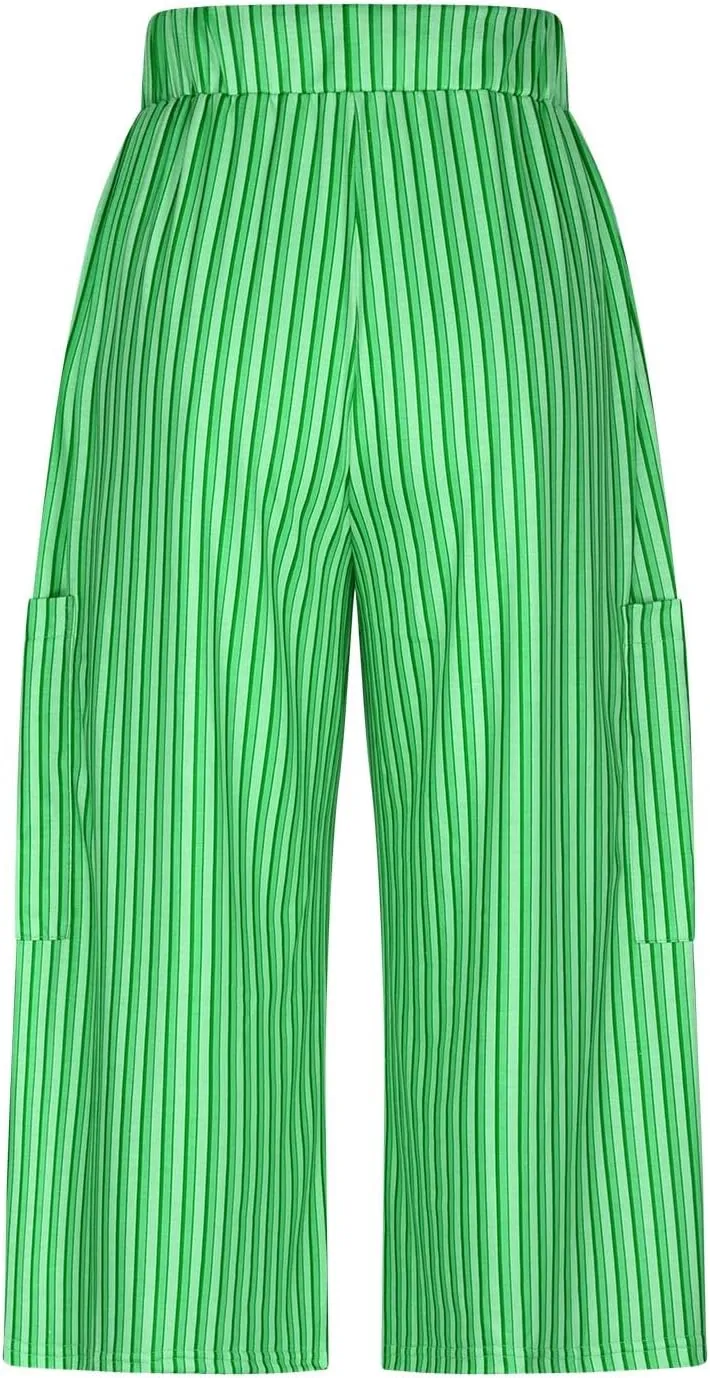 Palazzo Pants for Women Drawstring Stripe Wide Leg Trousers Casual Low Rise Loose Lounge Pants with Pockets