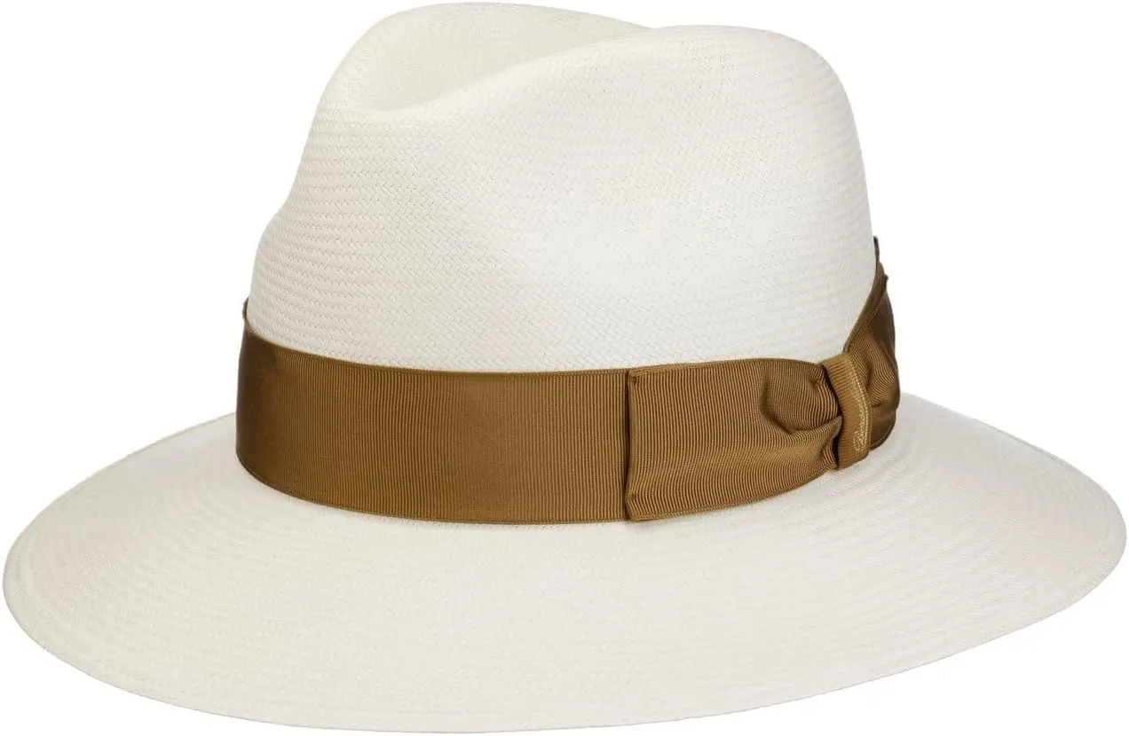 Panama Hat Big Brim Woman/Man - Made in Italy Straw Bogart with Grosgrain Band, Grosgrain Spring/Summer