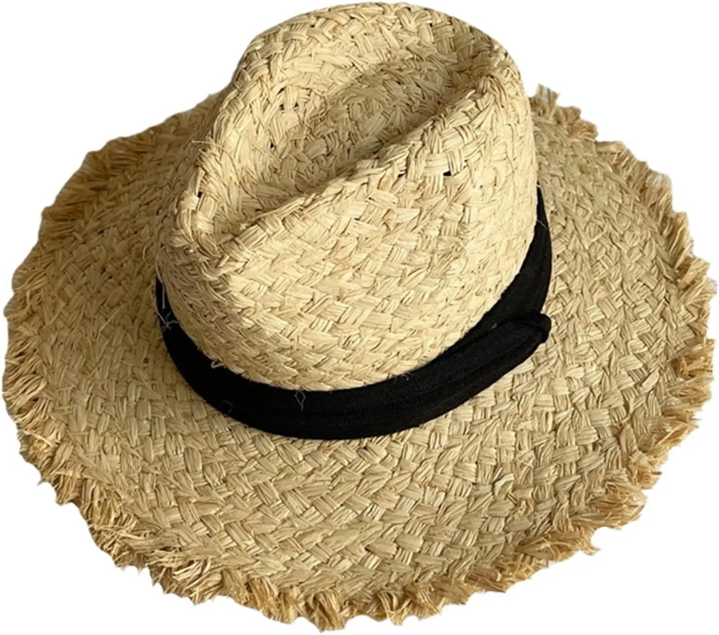 Panama Hat Sun Hats for Women Men Wide Brim Fedora Straw Hat Summer Beach Cap UPF 50 