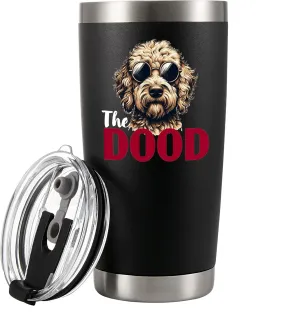 Panvola The Dood Goldendoodle Lover Gifts Vacuum Insulated Tumblers Dog Mom Dad Pet Dog Lover Vet Veterinarian Gifts Golder Retriever Poodle Dogs Stainless Steel 20 oz Black With Lid And Straw