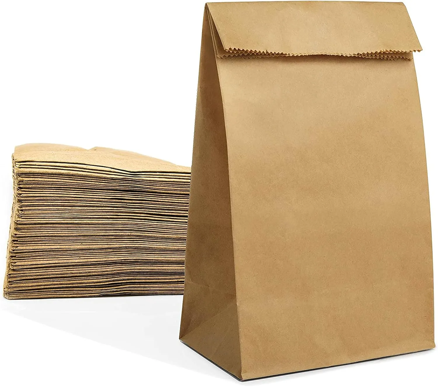 Paper Lunch Bags 50 Count Large Brown Lunch Bags Sacks 8lb Brown Paper Bulk Strong for Small Business