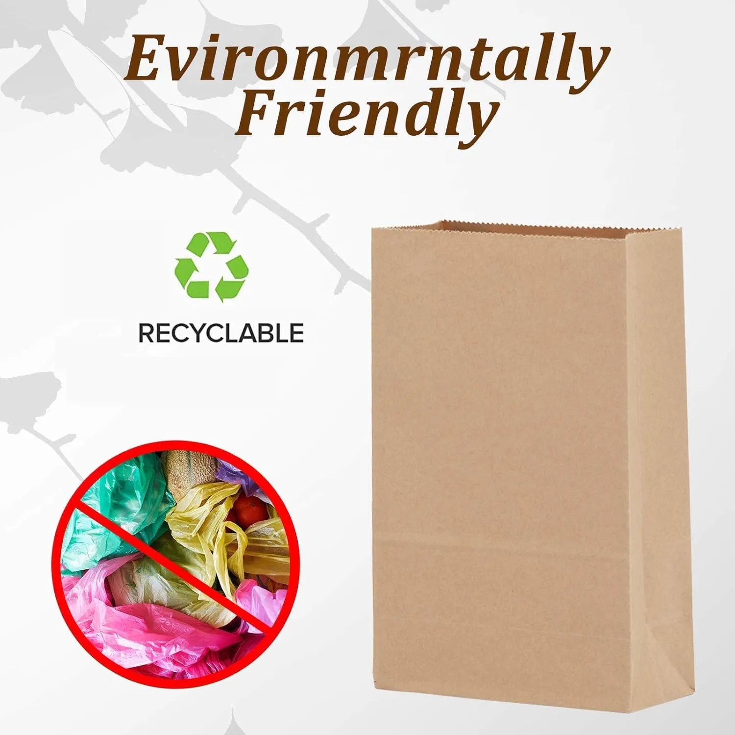 Paper Lunch Bags 50 Count Large Brown Lunch Bags Sacks 8lb Brown Paper Bulk Strong for Small Business
