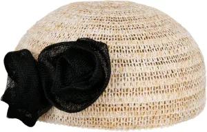 Paper Straw Beret with Sinamay Women Black One Size