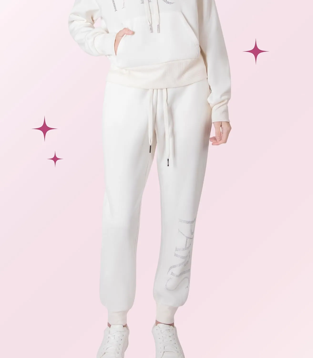 Paris Hilton Women's Sporty Embellished Drawstring Jogger Sweatpants
