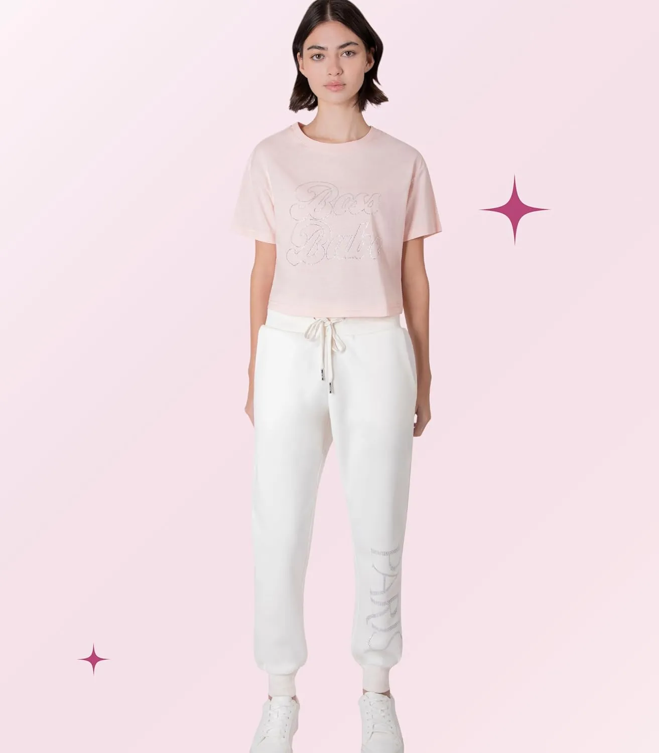 Paris Hilton Women's Sporty Embellished Drawstring Jogger Sweatpants