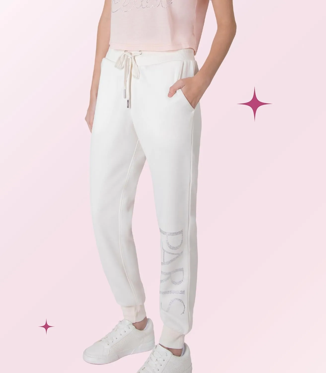 Paris Hilton Women's Sporty Embellished Drawstring Jogger Sweatpants