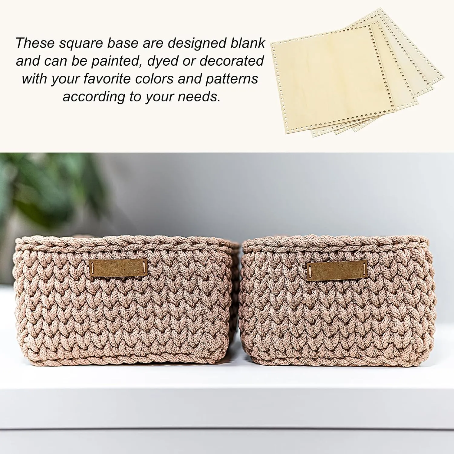 PATIKIL 12 x 12 Inch Crochet Basket Base, 2 Pcs Basket Bottoms Square Wood Base Shaper Bag Making Supplies Weaving Knitting Kit for Crochet Shoulder Bag Handbag Purse Craft