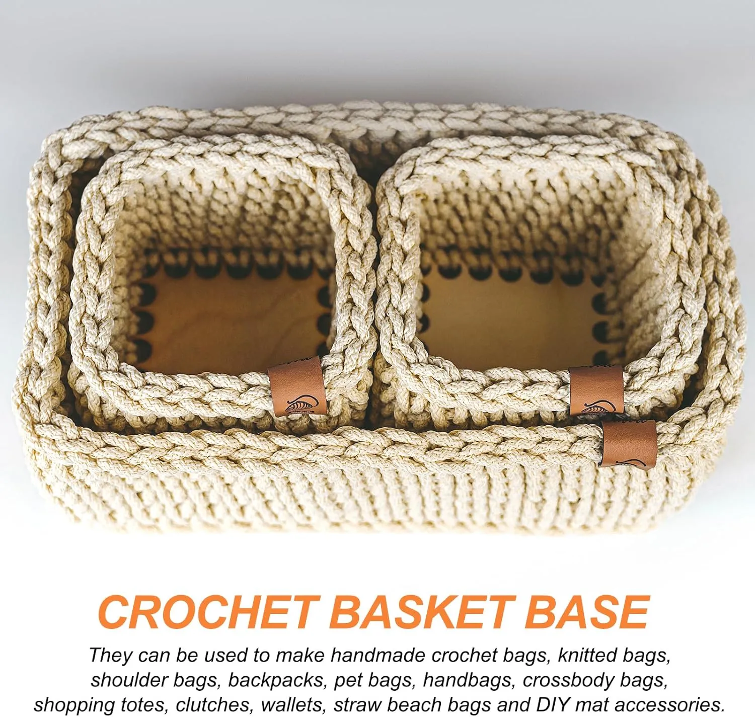 PATIKIL 12 x 12 Inch Crochet Basket Base, 2 Pcs Basket Bottoms Square Wood Base Shaper Bag Making Supplies Weaving Knitting Kit for Crochet Shoulder Bag Handbag Purse Craft