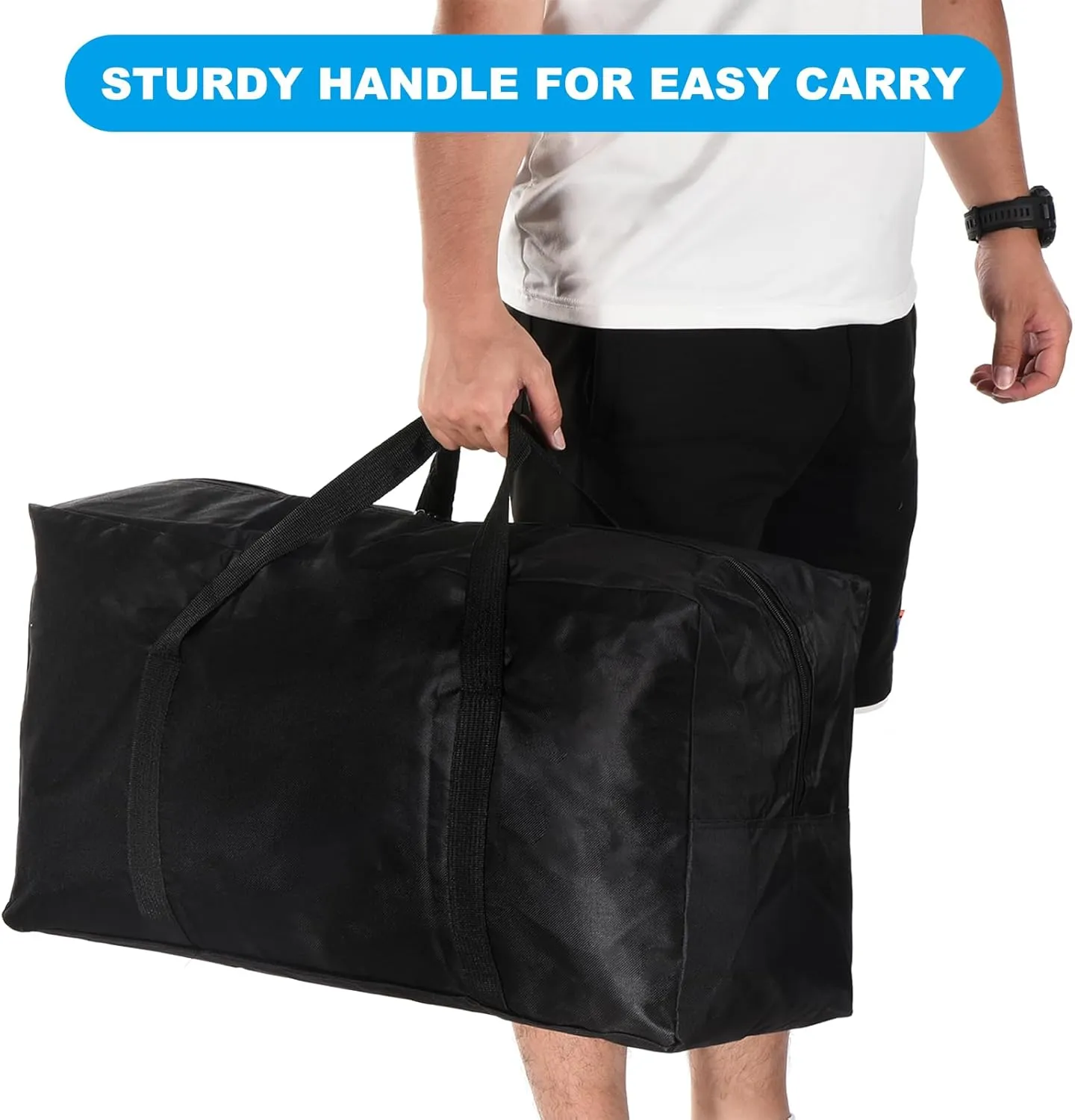 PATIKIL 38" Extra Large Moving Bag for Travel, 210D Oxford Waterproof Storage Bag with Double Zippers Duffle Bag for Storage Packing Home Traveling Camping, Black (38"x11"x23")