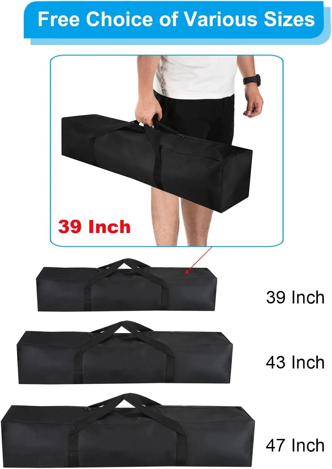 PATIKIL 39 Inch Camp Chair Replacement Bag, 2 Pack Nylon Foldable Carrying Bag Large Zippered Bag with Shoulder Strap for Outdoor Camping, Black