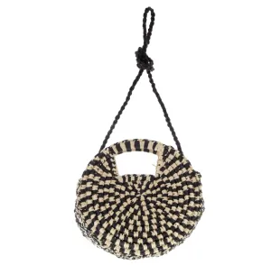 Pebble Round Woven Two-Tone Crossbody
