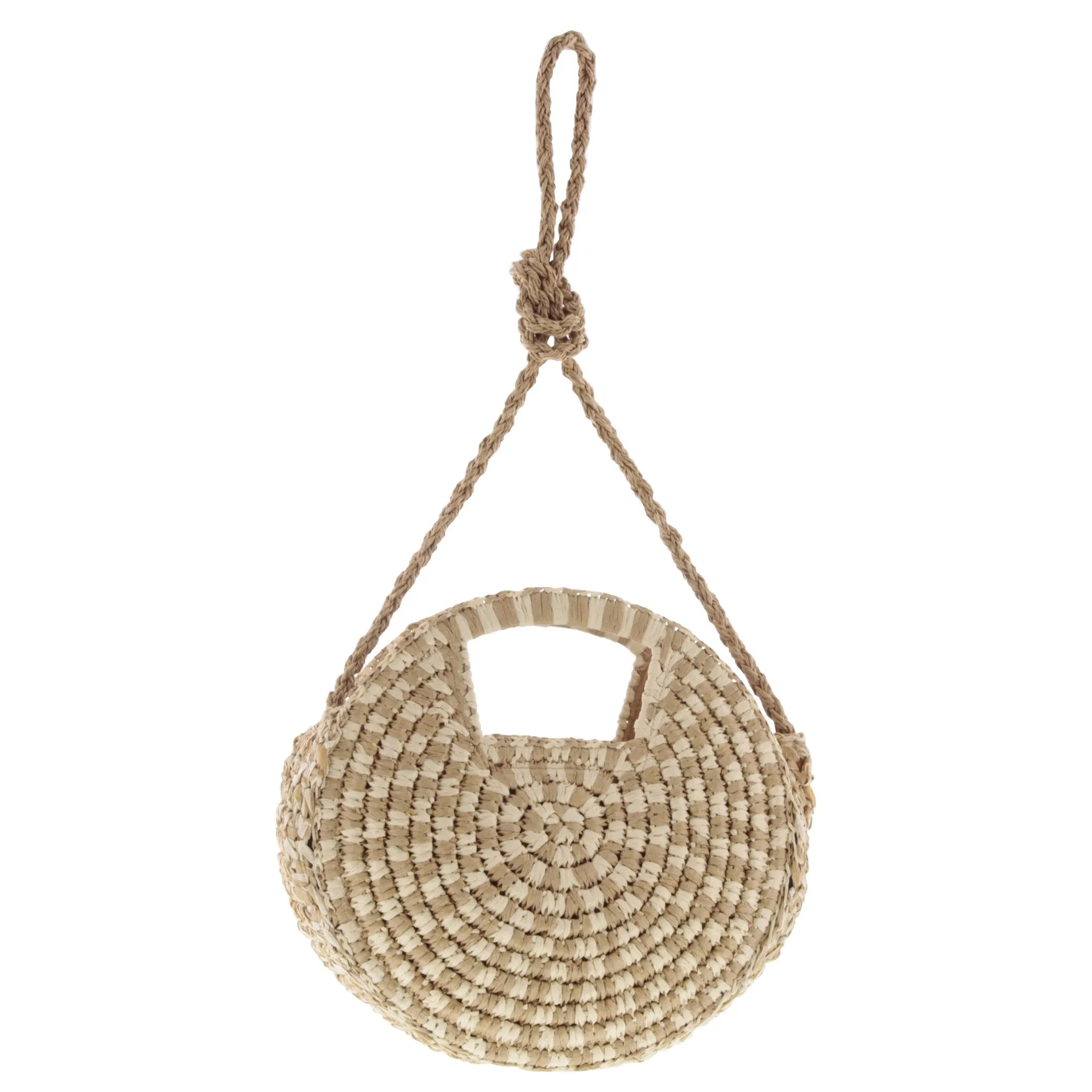 Pebble Round Woven Two-Tone Crossbody