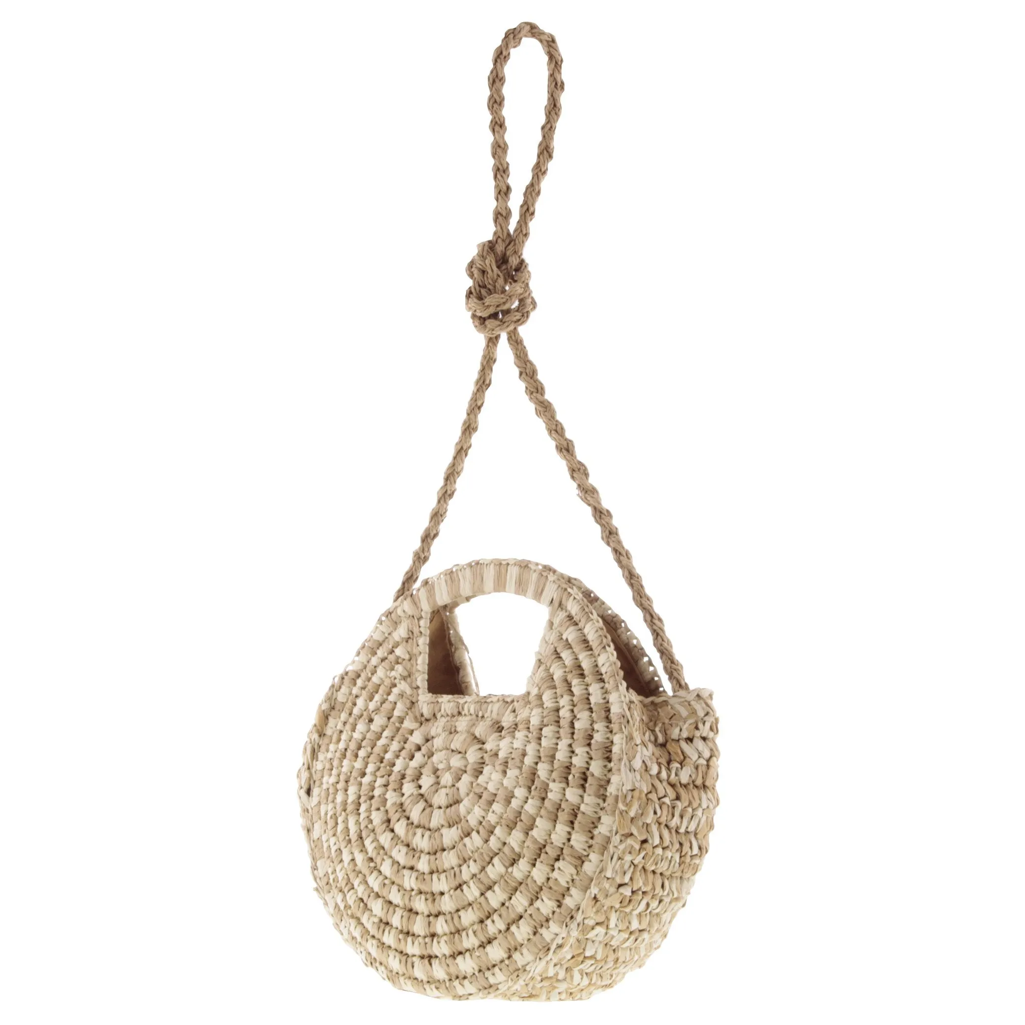 Pebble Round Woven Two-Tone Crossbody
