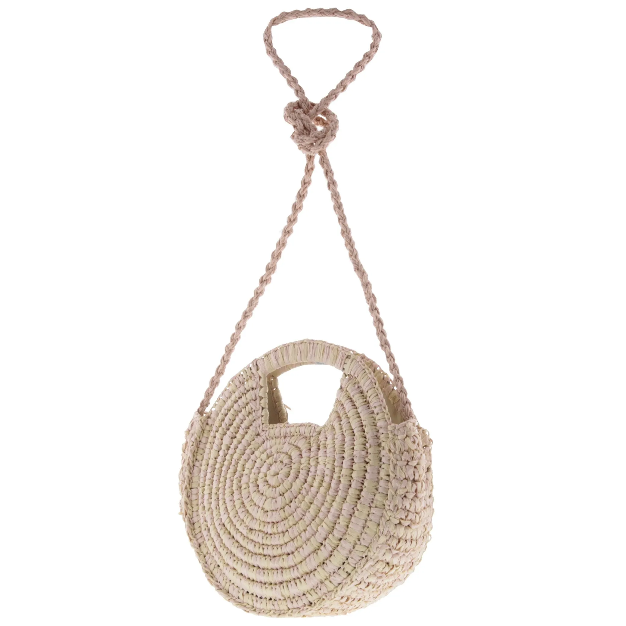 Pebble Round Woven Two-Tone Crossbody