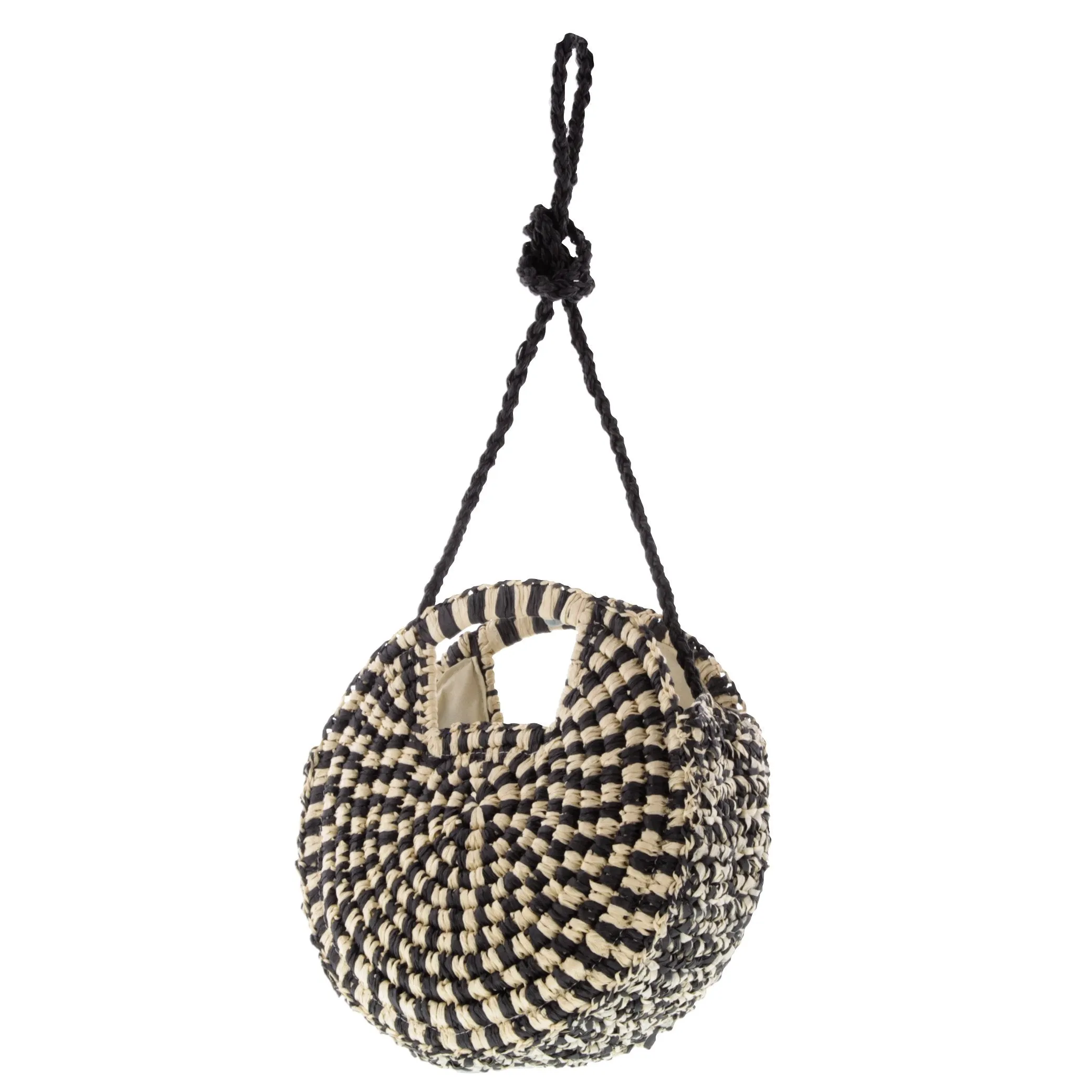 Pebble Round Woven Two-Tone Crossbody
