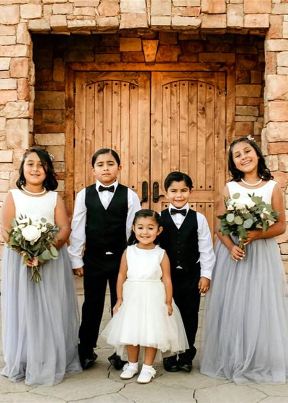 Peony Lace Flower Girl Dress in Light Gray