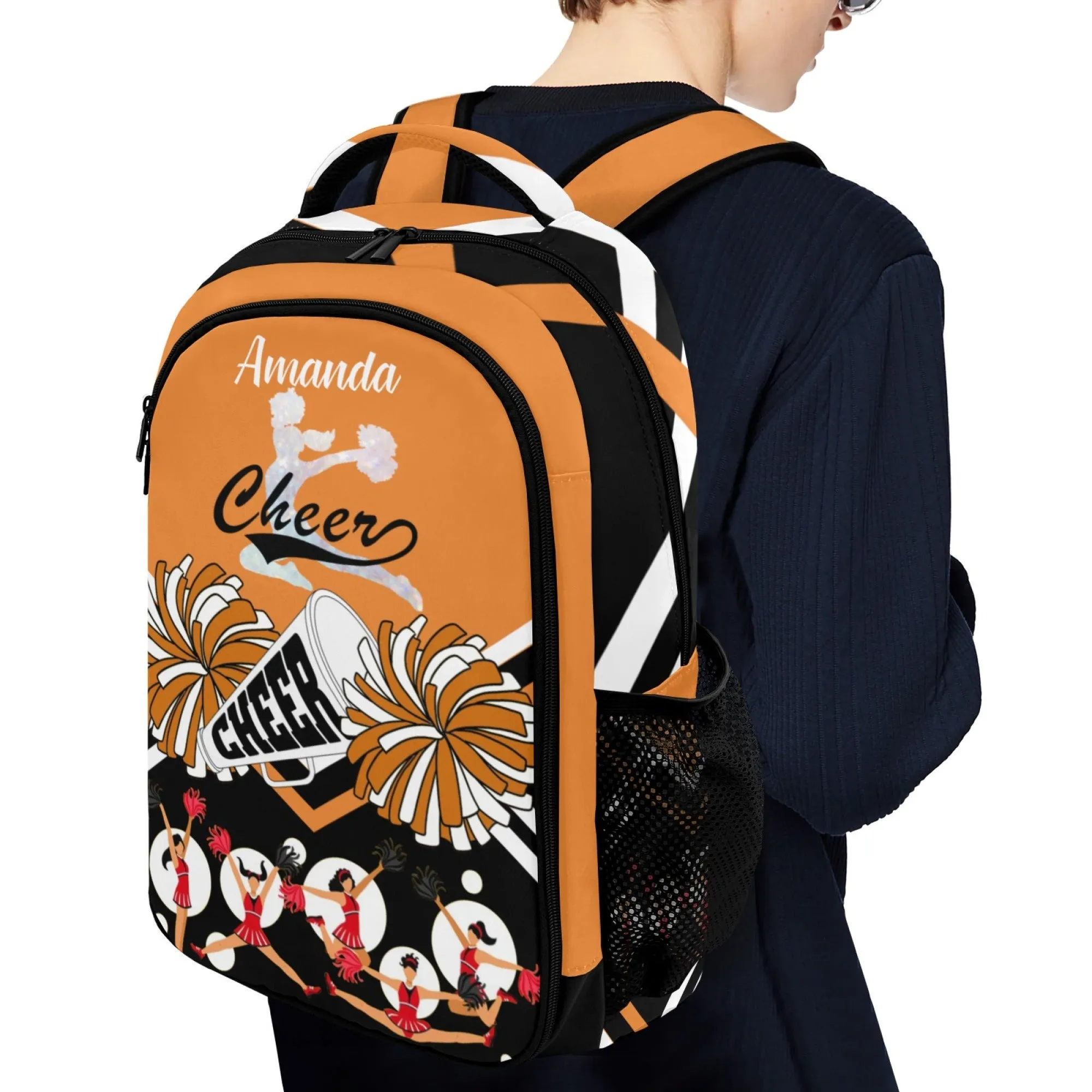 Personalized Cheer Cheerleader Orange Blue Pink Red All Over Print Children's Name Backpack