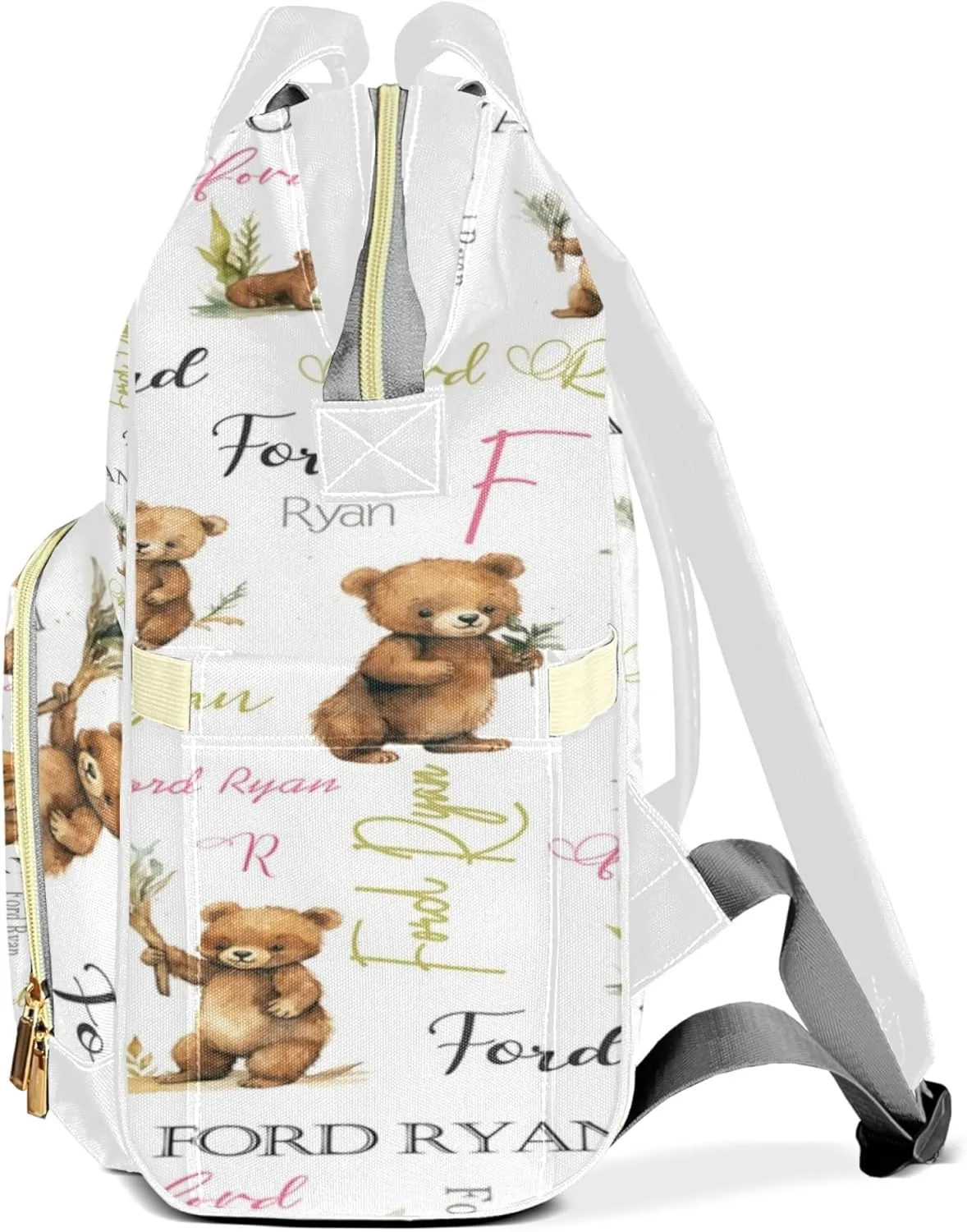 Personalized Diaper Backpack with Name, Custom Bear Baby Backpack Diaper Bag, Boy Girl Multifunctional Mommy Bag