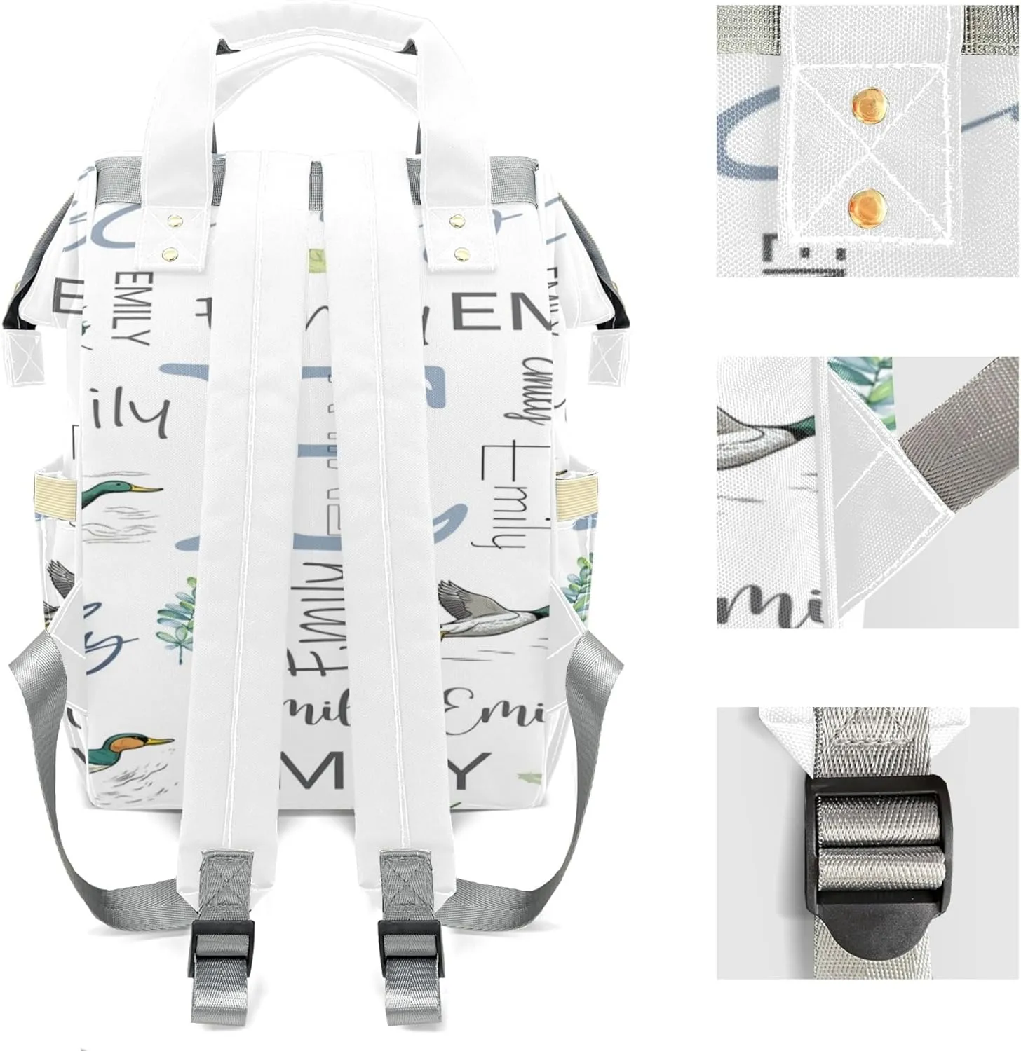 Personalized Diaper Backpack with Name, Custom Mallard Duck Baby Backpack Diaper Bag, Boy Girl Multifunctional Mommy Bag