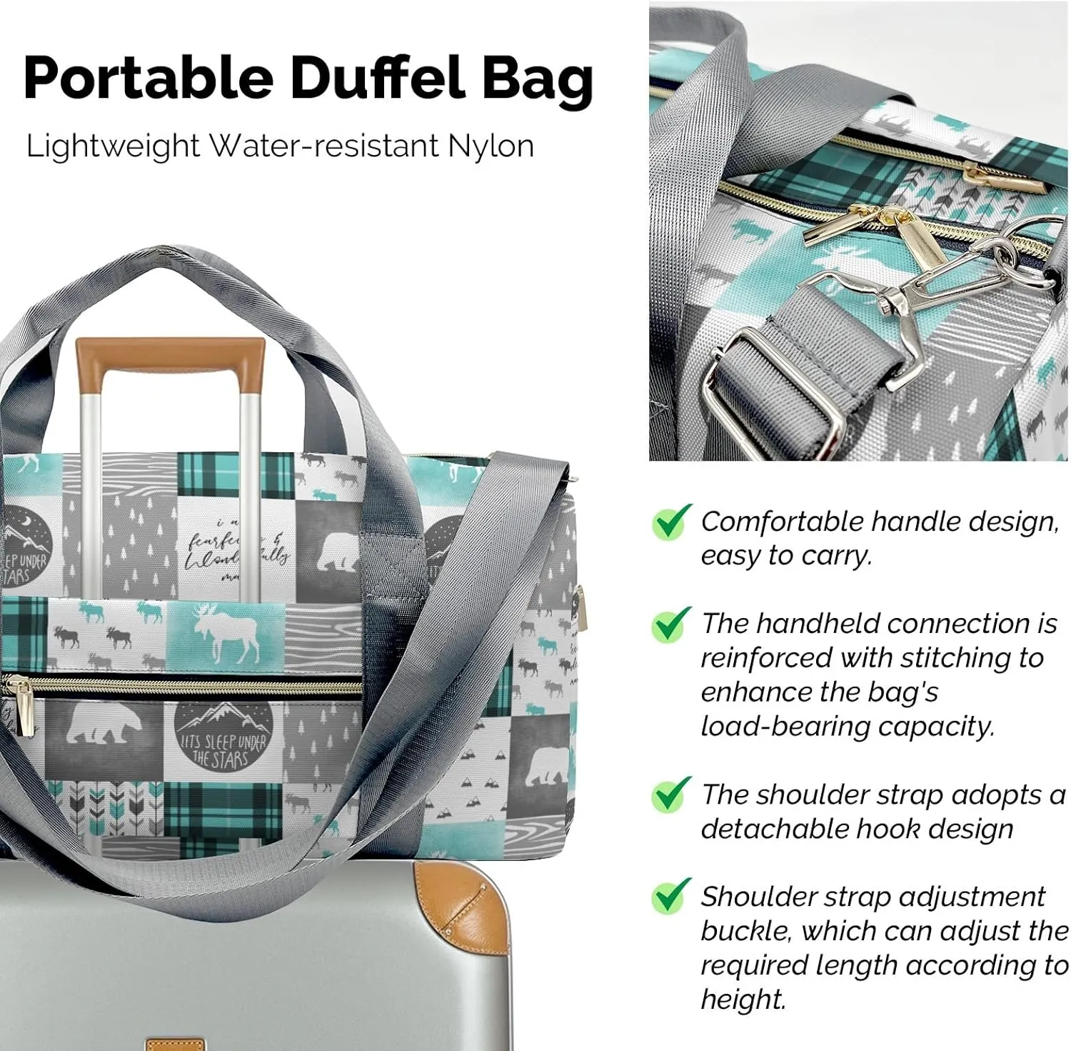 Personalized Gift Duffel Bag Wild Free Bear Adventure Travel in Style: Trendy Bags for Sport and Leisure