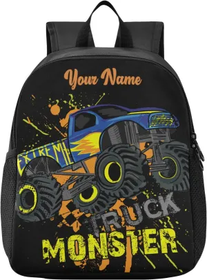 Personalized Monster Truck Kids Backpacks for Boys Preschool Backpack Light School Travel Backpacks with Name