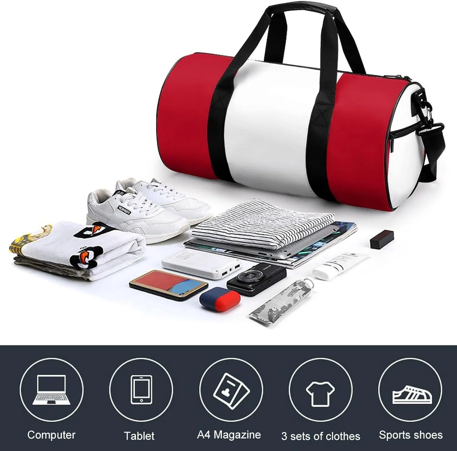 Peru Flag Sports Duffel Bag for Men Women with Shoe Compartment Gym Weekender Tote