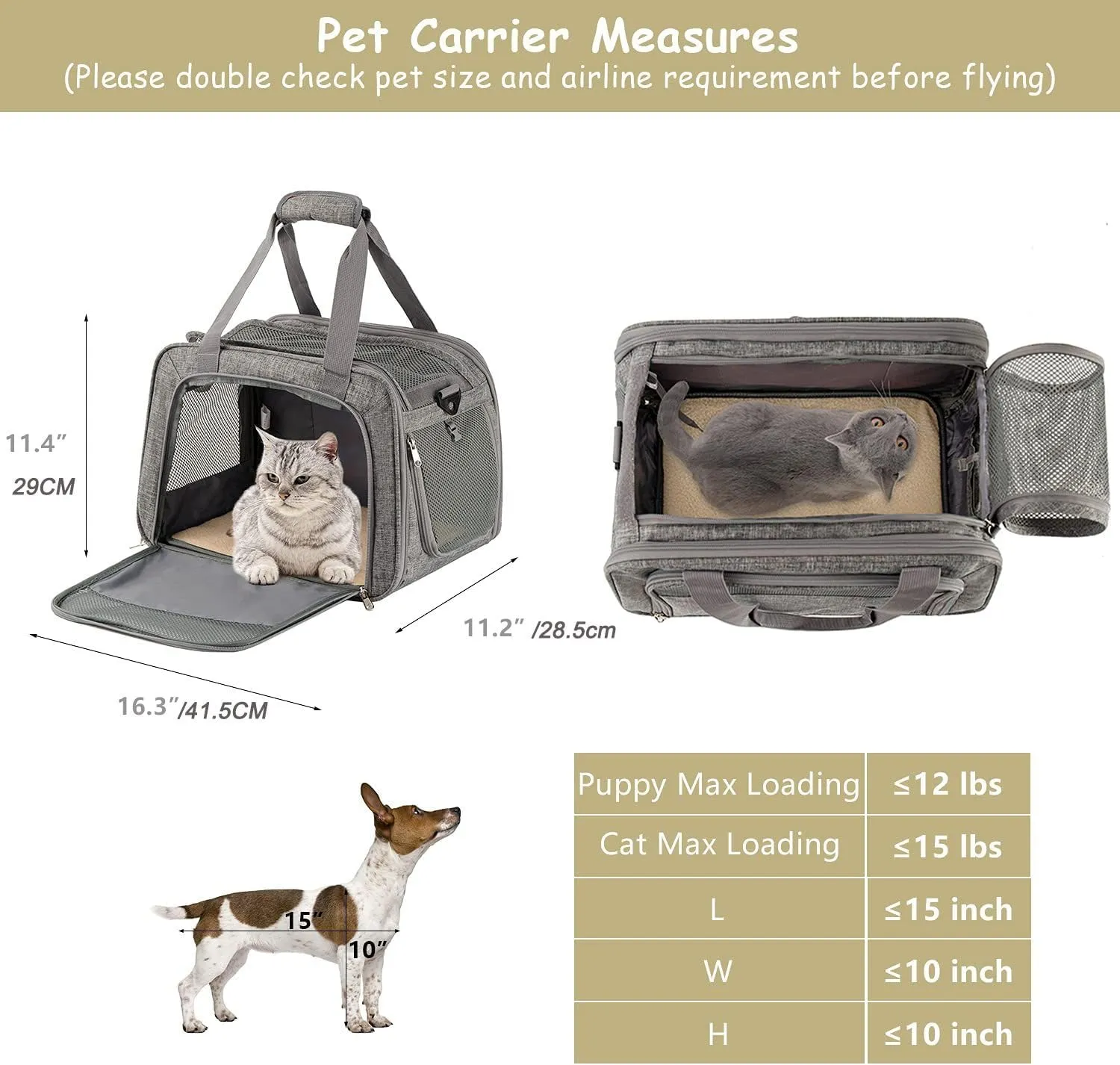 Pet Handbag Dog Portable Cat Bag Breathable Pet Supplies Messenger Bag(Light Grey)