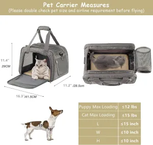Pet Handbag Dog Portable Cat Bag Breathable Pet Supplies Messenger Bag(Light Grey)