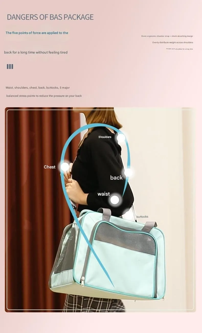 Pet Handbag Dog Portable Cat Bag Breathable Pet Supplies Messenger Bag(Light Grey)