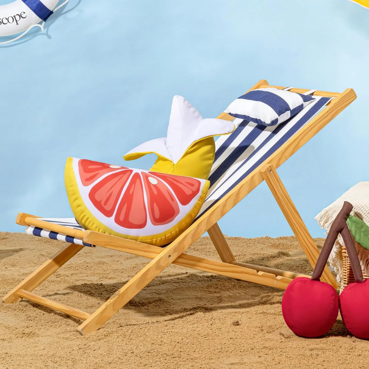 Phantoscope Fruit Outdoor Shaped Pillow Series Grapefruit Shaped Waterproof Outdoor Throw Pillow with Leather Decorative, Cushions for Fun Home Decor for Patio, Pool, Pink and White, 9.5 x 18 inches