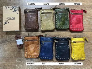 Phone case with strap in washed leather, Brand Juice, art. 052-JU02.422
