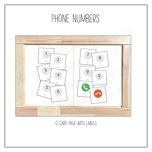Phone Numbers Labeled Cards