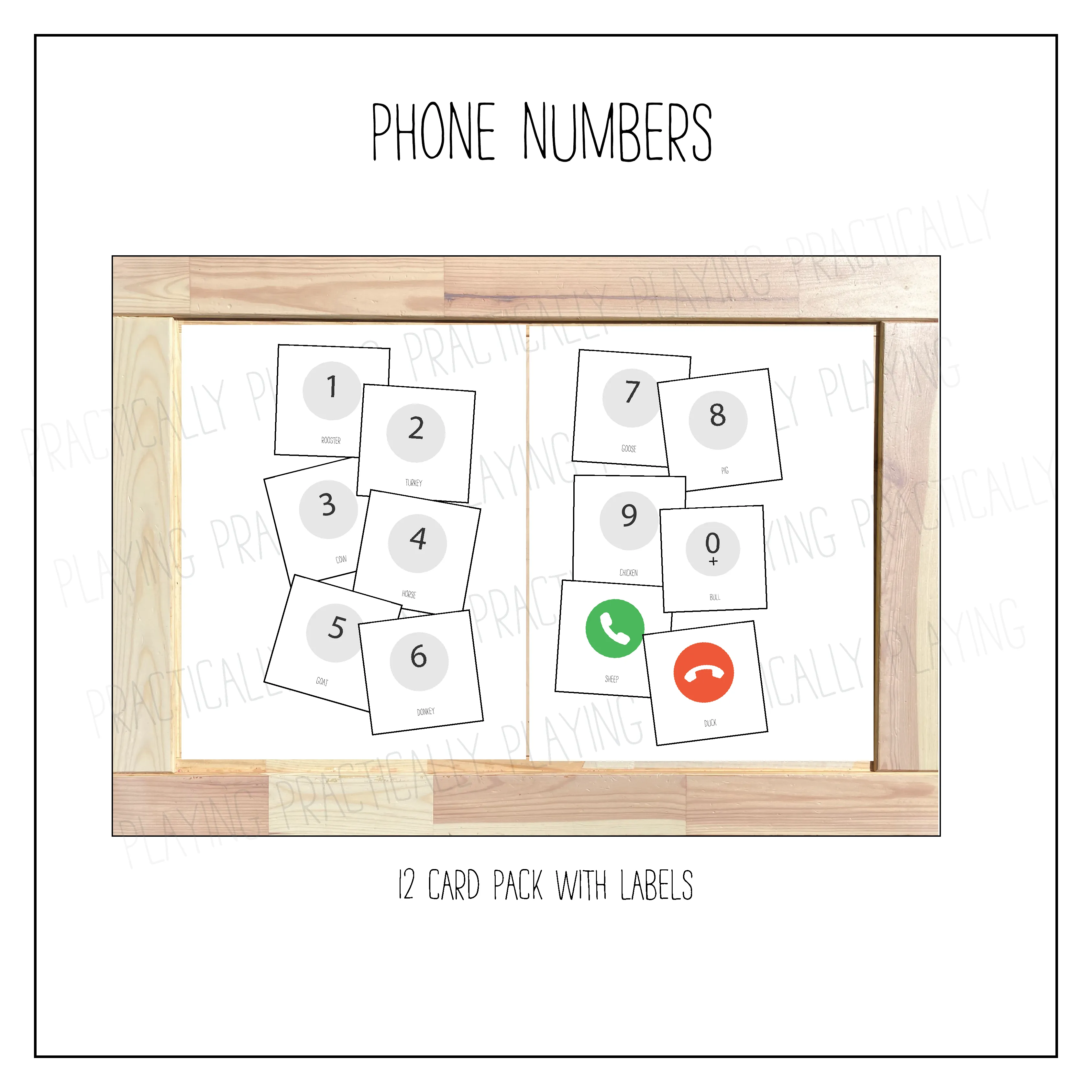 Phone Numbers Labeled Cards