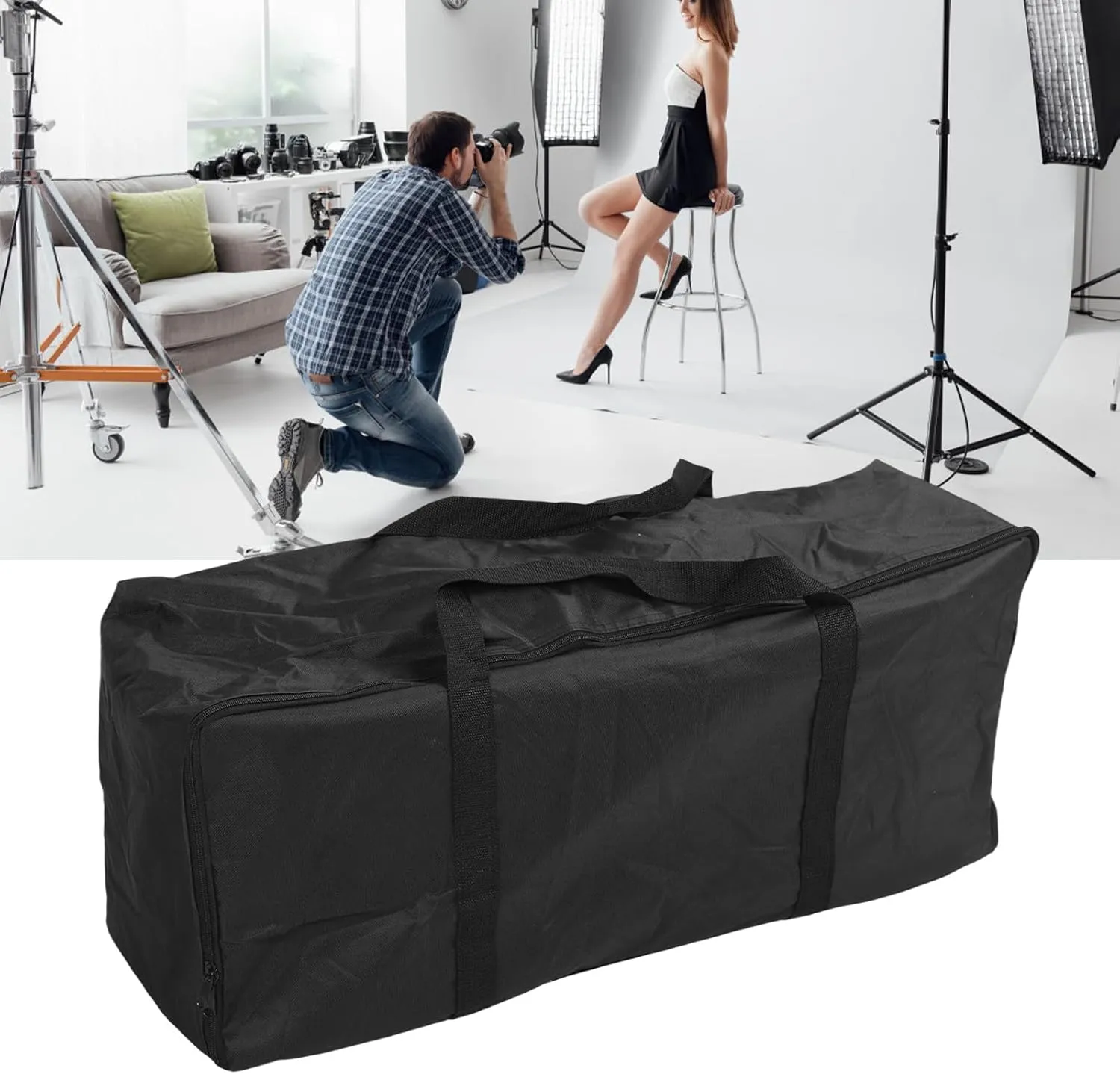 Photography Studio Lighting Equipment Bag Portable Oxford Cloth Travel Duffel Bag for Tripods, Light Stands, Monopods, Studio Lights, 105CM/41.33IN Carrying Case (75 * 20 * 30cm)
