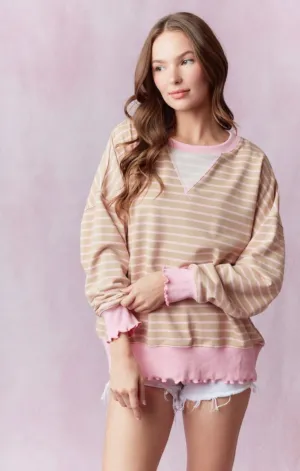 Pink/Mocha Stripe Pullover