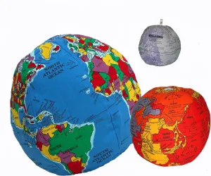 Plush Earth, Moon & Mars Bundle | Interactive & Educational Plush Globe, Moon & Mars Set | Learn Geography with a Fun & Educational Toy for Kids 3 , Teachers, and Adults | Classroom Must Haves