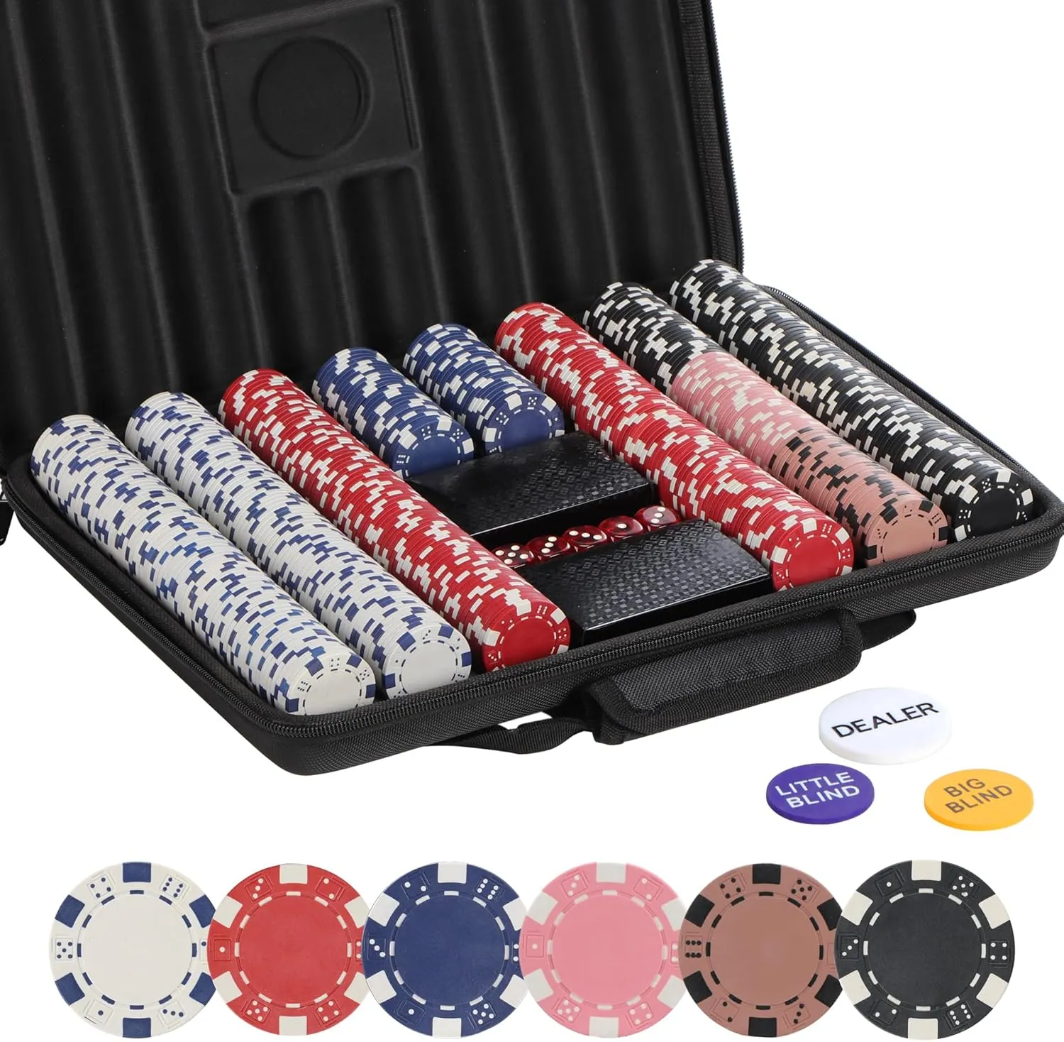 Poker Chips Set,500 Pcs Poker Chips for Texas Holdem,Blackjack,with High-Strength Oxford Cloth Handbag