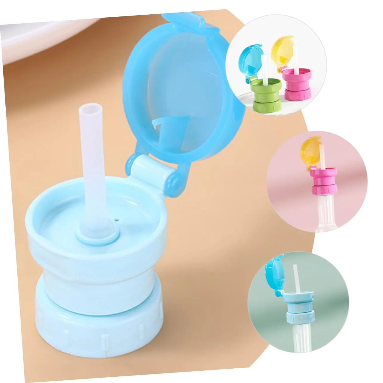 POPETPOP 16pcs Boy Girl Water Bottle Adapter Caps Boy Girl Bottle Topper with Straw Fit Easy to Use Clean Safe Design for Toddlers