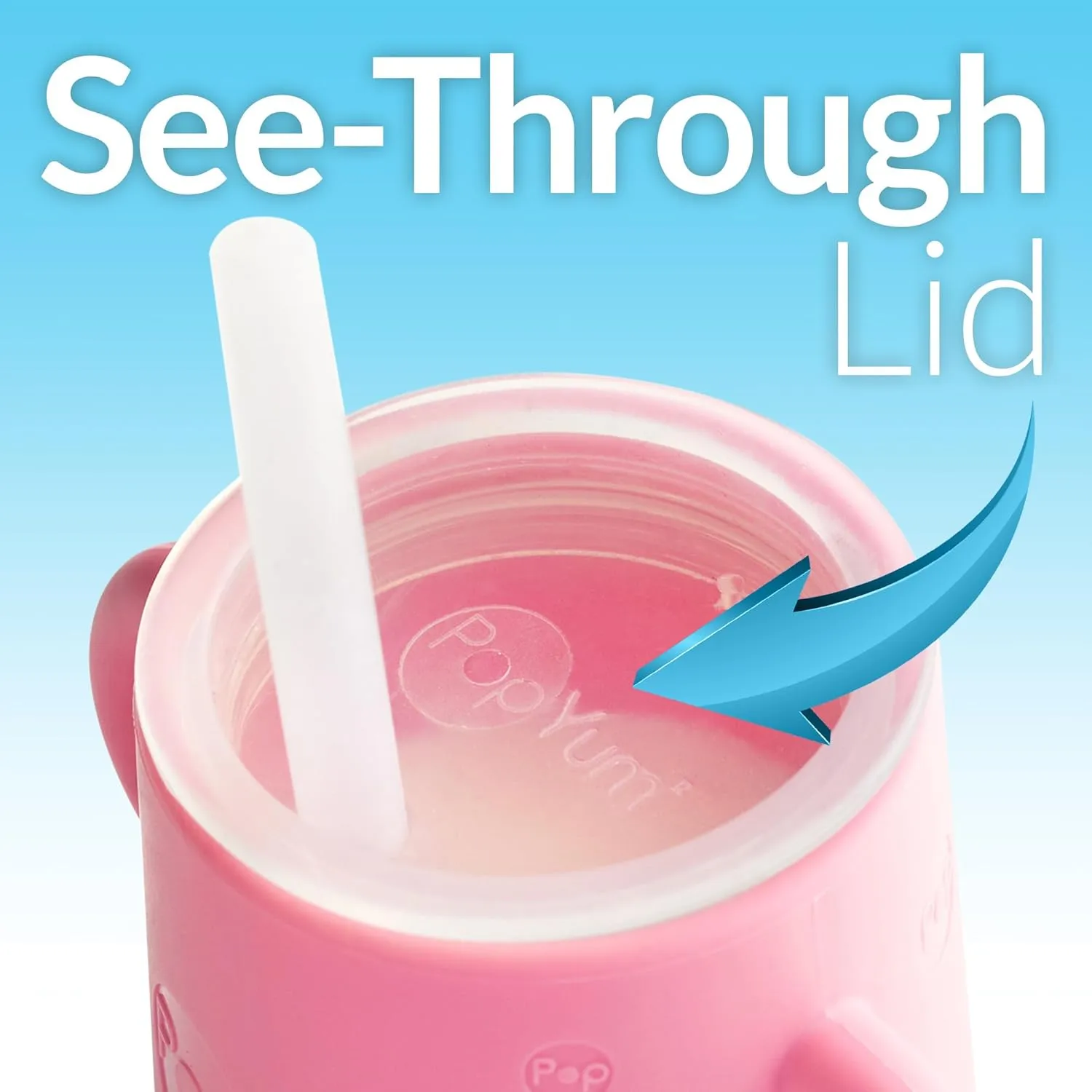 PopYum Silicone Training Cup with Straw   Lid, 2-Pack for Baby, Infant and Toddler, Tumbler, Sippy, handles, 5 ounce (green, pink)