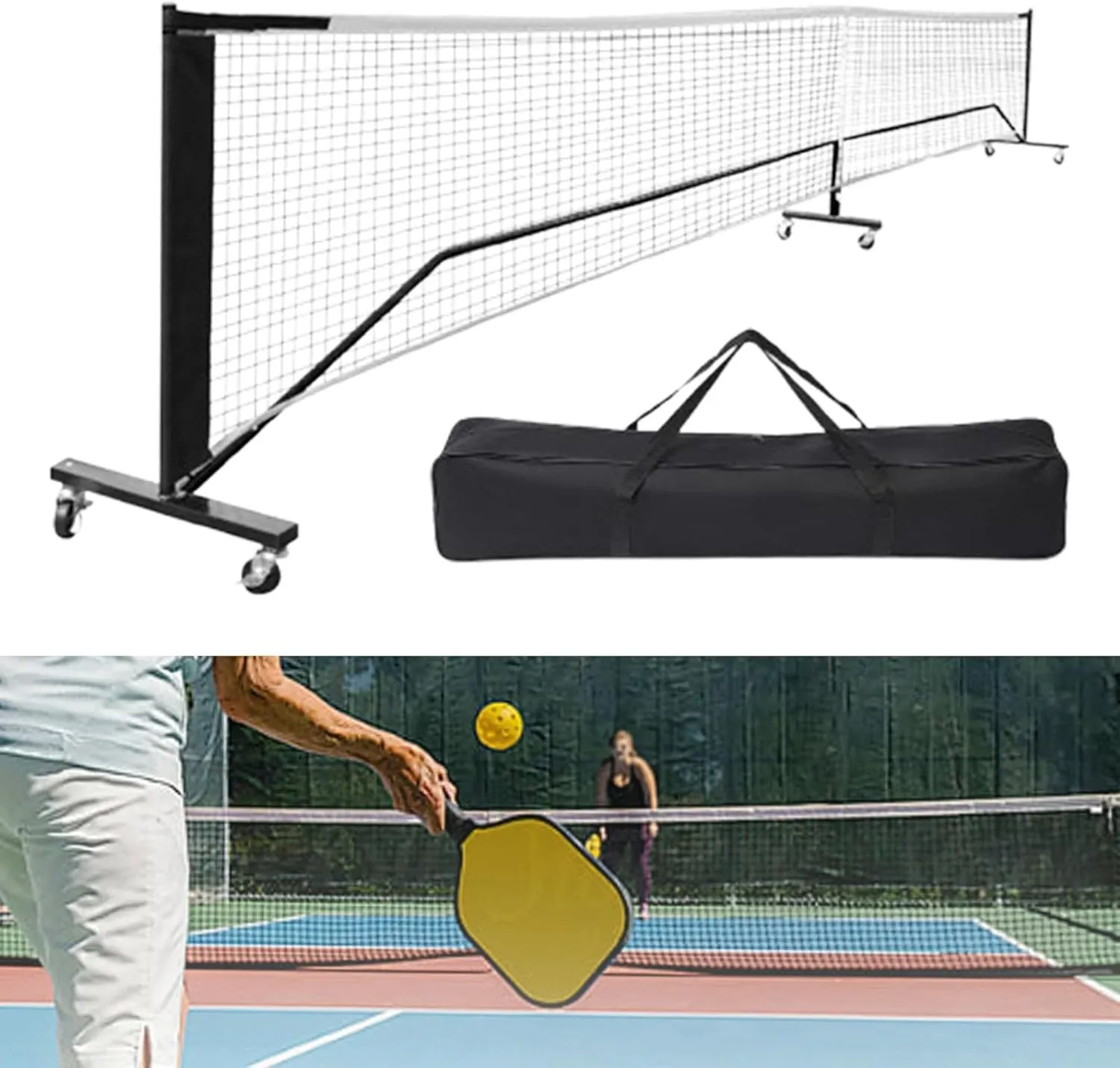 Portable Pickleball Net Set with Carrying Bag 22ft Regulation Size Net Sturdy Easy Setup for Game Lawns Backyard Home Parties