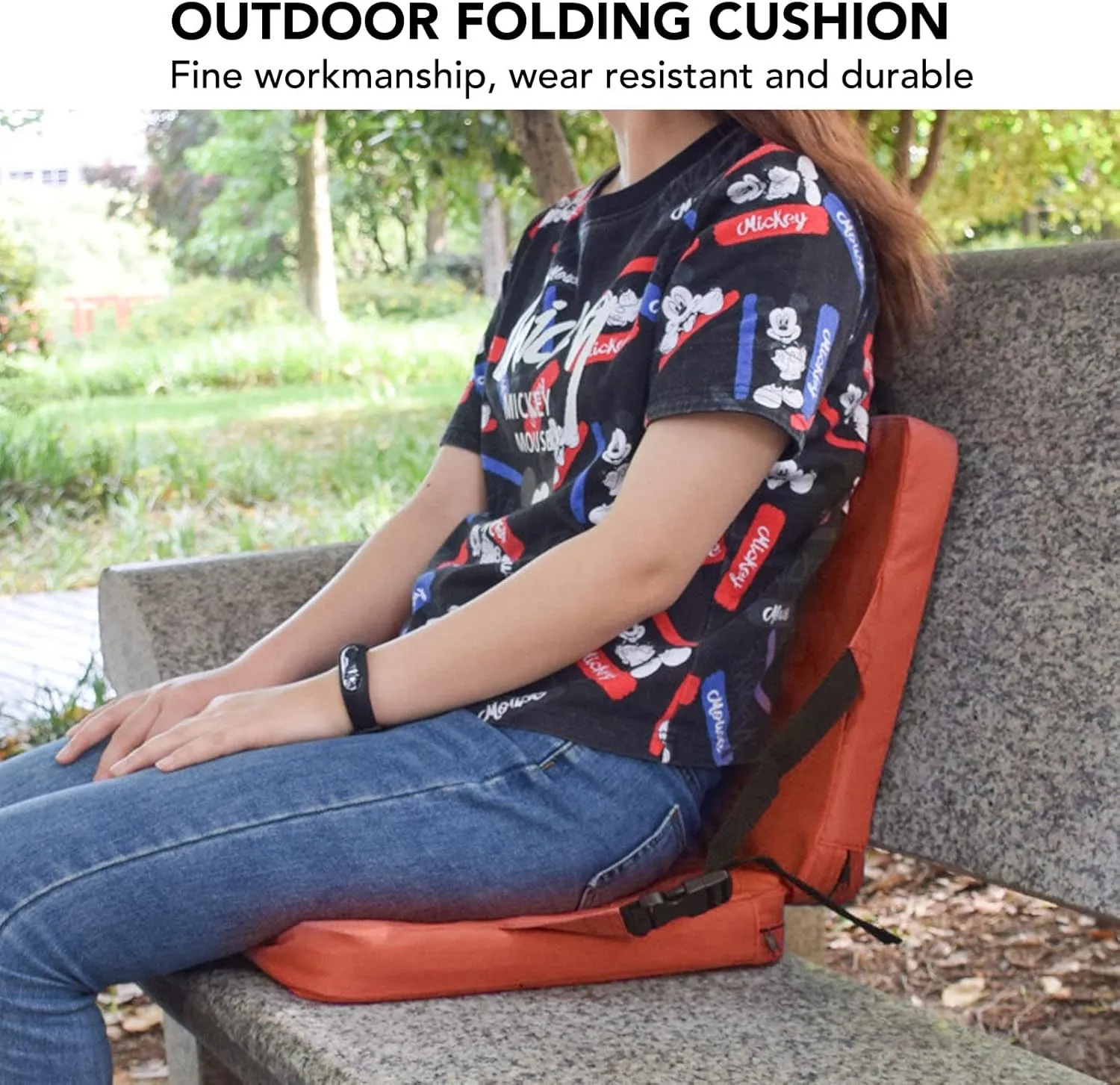 Portable Stadium Seat Bleacher Cushion with Backrest, Lightweight Padded Seat Cushion Folding Chair Cushion for Sports Events, Outing, Travelling